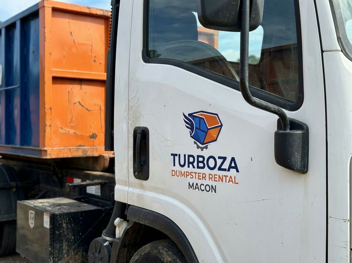 Turboza Dumpster Rental Macon roll-off delivery truck in Macon, Georgia