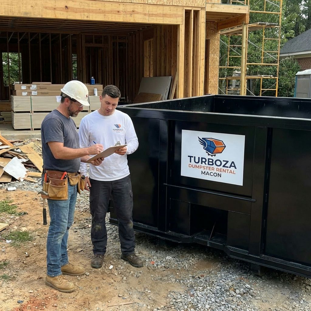 Contractor loading a roll-off dumpster in Macon, GA