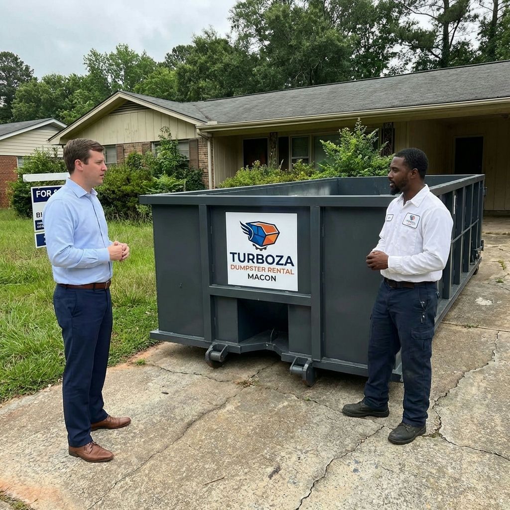 Residential dumpster rental for yard waste at a Macon home