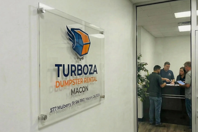 Turboza Dumpster Rental Macon office signage