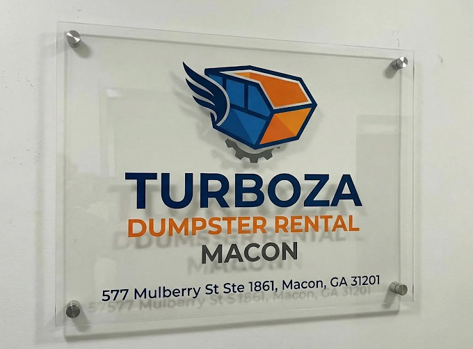 Turboza Dumpster Rental Macon office sign at 577 Mulberry St Ste 1861, Macon, GA